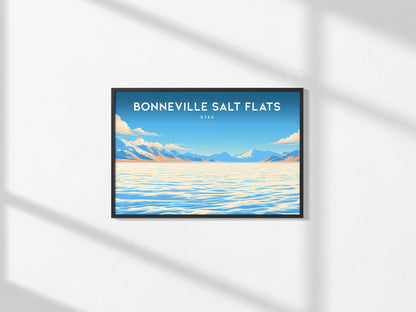 Bonneville Salt Flats Landscape Poster | Utah Endless White Expanse Travel Wall Art — framed and ready to hang, 2x3 in