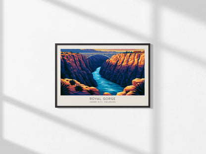 Royal Gorge Landscape Matte Border Poster | Canon City, Colorado Vacation Wall Art — framed and ready to hang, 2x3 in