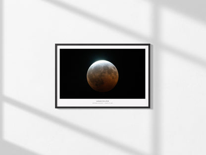 Lunar Eclipse Landscape Poster | NASA Astronomy Print Southern Louisiana Wall Art — framed and ready to hang, 2x3 in