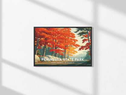 Peninsula State Park Landscape Poster | Door County, Wisconsin Bluffs & Shoreline Framed or Unframed — framed and ready to ha