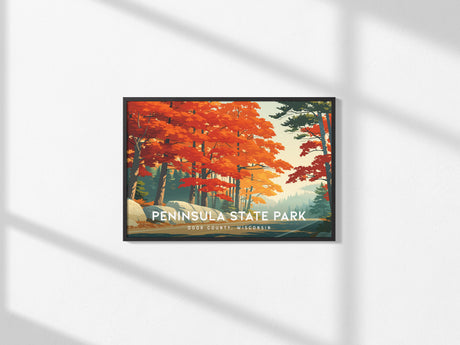 Peninsula State Park Landscape Poster | Door County, Wisconsin Bluffs & Shoreline Framed or Unframed — framed and ready to ha