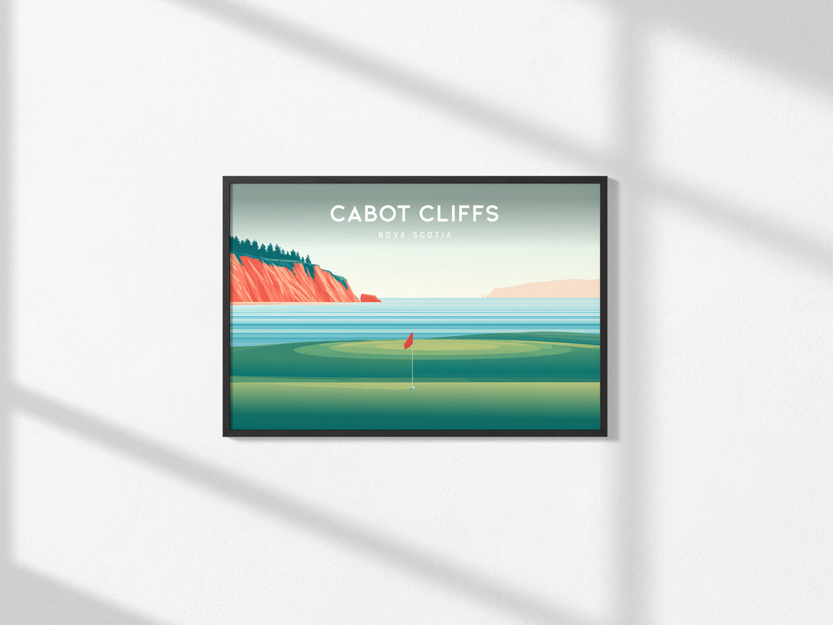 Cabot Cliffs Landscape Poster | Nova Scotia Golf Course Print Framed or Unframed Wall Art — framed and ready to hang, 2x3 in