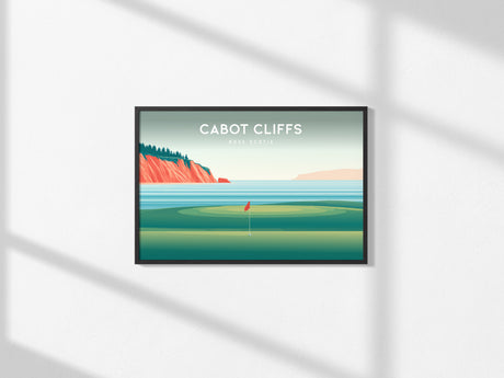 Cabot Cliffs Landscape Poster | Nova Scotia Golf Course Print Framed or Unframed Wall Art — framed and ready to hang, 2x3 in