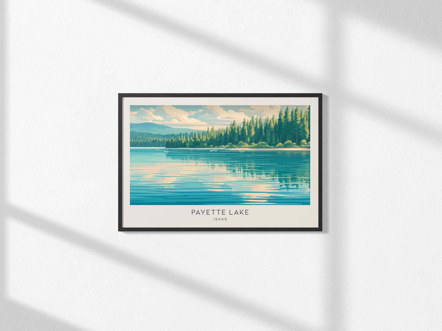 Payette Lake Landscape Matte Border Poster | Idaho Beach House Decor — framed and ready to hang, 2x3 in
