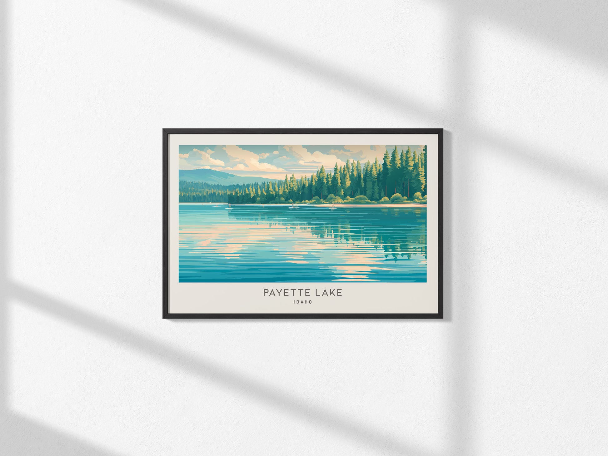 Payette Lake Landscape Matte Border Poster | Idaho Beach House Decor — framed and ready to hang, 2x3 in