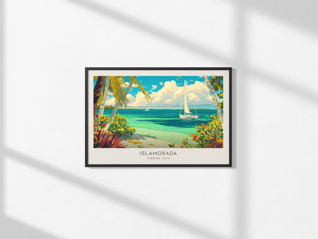 Islamorada Landscape Matte Border Poster | Florida Keys Beach House Decor Travel Wall Art — framed and ready to hang, 2x3 in