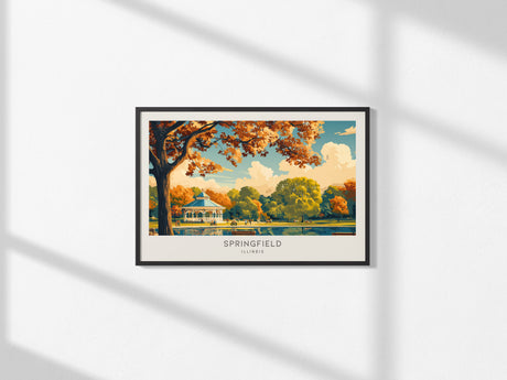 Springfield Landscape Matte Border Poster | Illinois Destination Print & Vacation Wall Art — framed and ready to hang, 2x3 in
