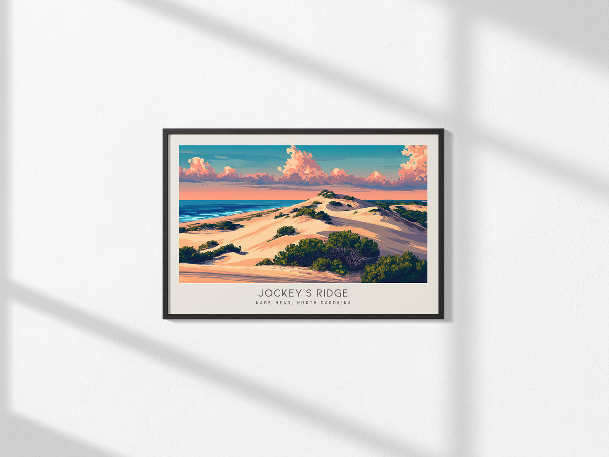 Jockey's Ridge Landscape Matte Border Poster | Nags Head, North Carolina Vacation Wall Art — framed and ready to hang, 2x3 in