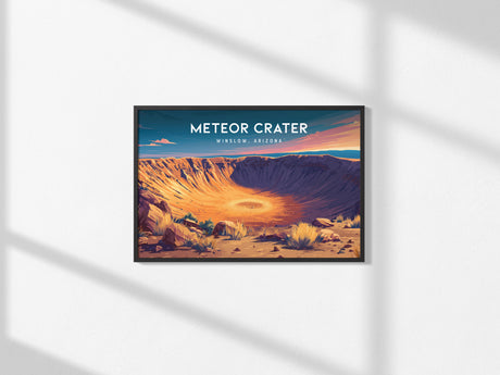 Meteor Crater Landscape Poster | Winslow, Arizona Framed or Unframed Vacation Wall Art — framed and ready to hang, 2x3 in