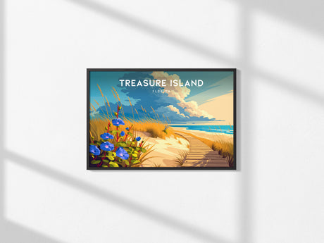 Treasure Island, Florida Poster | Landscape Gulf Coast Art Beach House Decor Wall Art — framed and ready to hang, 2x3 in