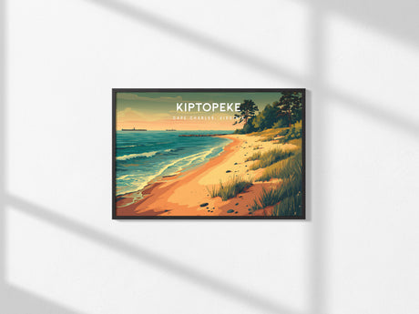 Kiptopeke Landscape Poster | Cape Charles, Virginia Vacation Wall Art — framed and ready to hang, 2x3 in