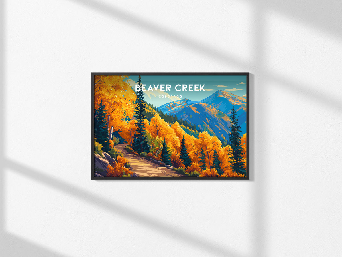 Beaver Creek, Colorado Landscape Poster | Snowy Slopes & Lodge Vacation Wall Art — framed and ready to hang, 2x3 in
