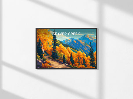 Beaver Creek, Colorado Landscape Poster | Snowy Slopes & Lodge Vacation Wall Art — framed and ready to hang, 2x3 in