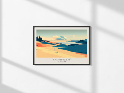 Chambers Bay Landscape Matte Border Poster | Washington Framed or Unframed Golf Wall Art — framed and ready to hang, 2x3 in