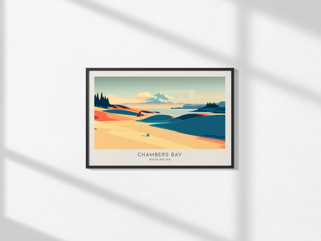 Chambers Bay Landscape Matte Border Poster | Washington Framed or Unframed Golf Wall Art — framed and ready to hang, 2x3 in
