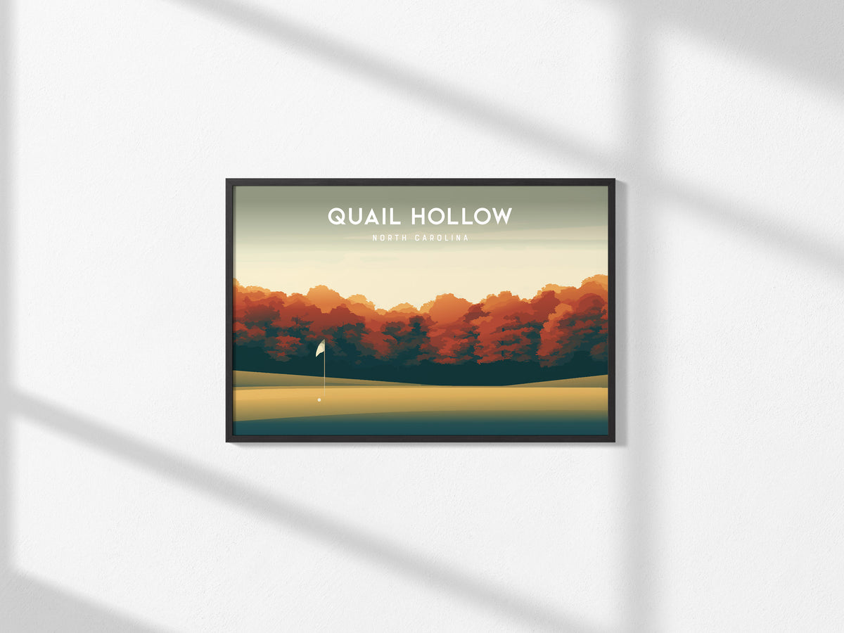 Quail Hollow, North Carolina Landscape Poster | Links Poster & Framed or Unframed Golf Course Wall Art — framed and ready to