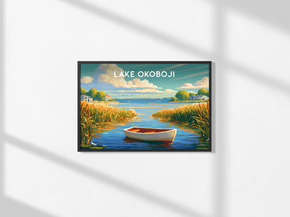 Lake Okoboji, Iowa Landscape Poster | Great Lakes Vacation Wall Art — framed and ready to hang, 2x3 in