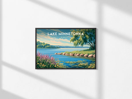 Lake Minnetonka, Minnesota Landscape Poster | Travel Gift Destination Print Wall Art — framed and ready to hang, 2x3 in