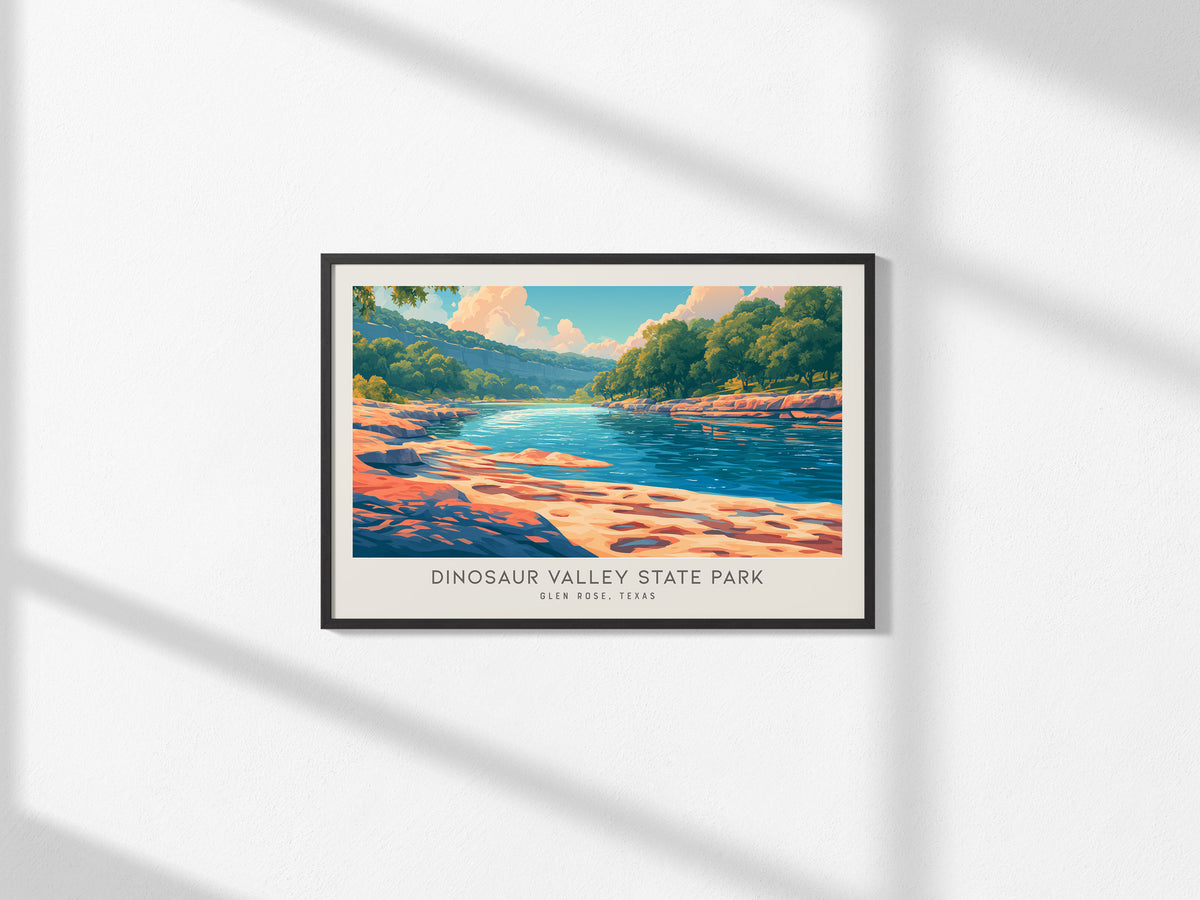 Dinosaur Valley State Park Landscape Matte Border Poster | Glen Rose, Texas Framed or Unframed Travel Wall Art — framed and r