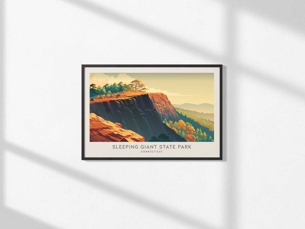 Sleeping Giant State Park Landscape Matte Border Poster | Connecticut Framed or Unframed Destination Print — framed and ready