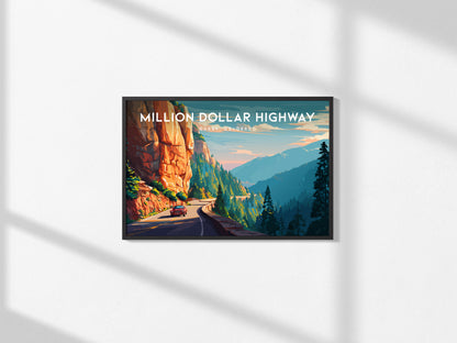 Million Dollar Highway Landscape Poster | Ouray, Colorado Framed or Unframed Alpine Road Art — framed and ready to hang, 2x3