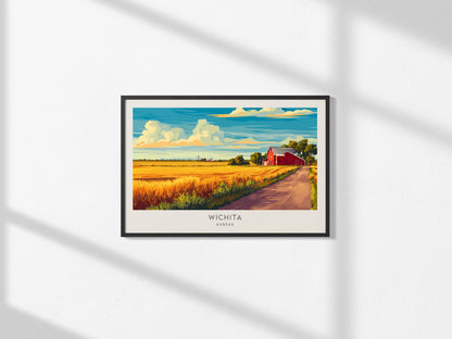 Wichita Landscape Matte Border Poster | Kansas Travel Wall Art — framed and ready to hang, 2x3 in