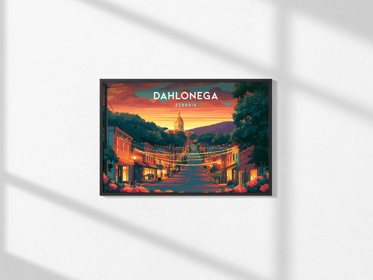 Dahlonega, Georgia Landscape Poster | Appalachian Gold Town Framed or Unframed Wall Art — framed and ready to hang, 2x3 in