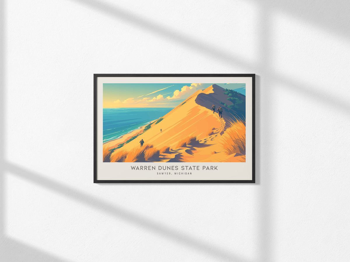 Warren Dunes State Park Landscape Matte Border Poster | Sawyer, Michigan Beach House Decor — framed and ready to hang, 2x3 in