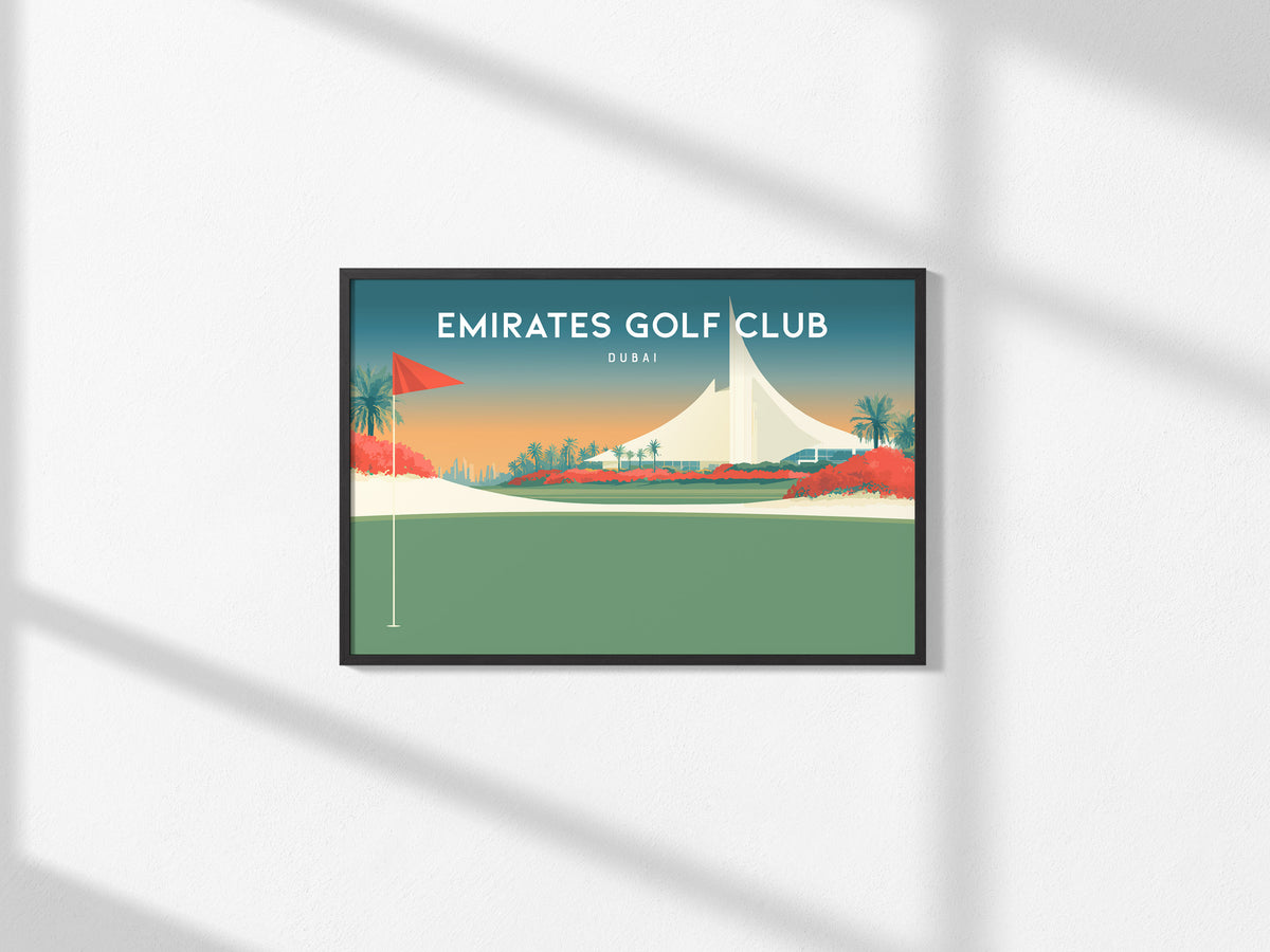 Emirates Golf Club Landscape Poster | Dubai Links Poster & Country Club Decor Wall Art — framed and ready to hang, 2x3 in