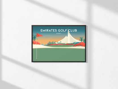 Emirates Golf Club Landscape Poster | Dubai Links Poster & Country Club Decor Wall Art — framed and ready to hang, 2x3 in