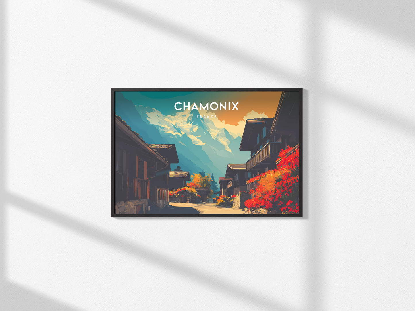 Chamonix, France Landscape Poster | Snow-Capped Alps Vacation Wall Art — framed and ready to hang, 2x3 in
