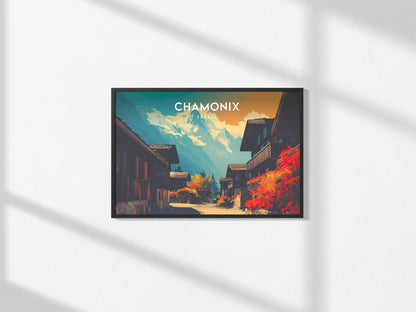 Chamonix, France Landscape Poster | Snow-Capped Alps Vacation Wall Art — framed and ready to hang, 2x3 in