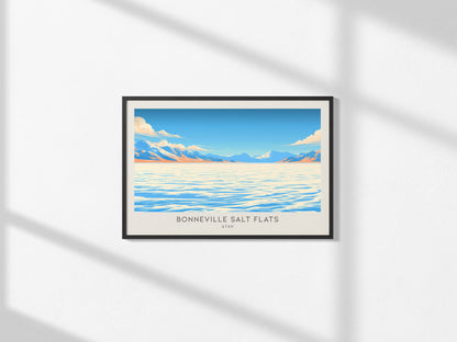 Bonneville Salt Flats Landscape Matte Border Poster | Utah Travel Gift Framed or Unframed — framed and ready to hang, 2x3 in