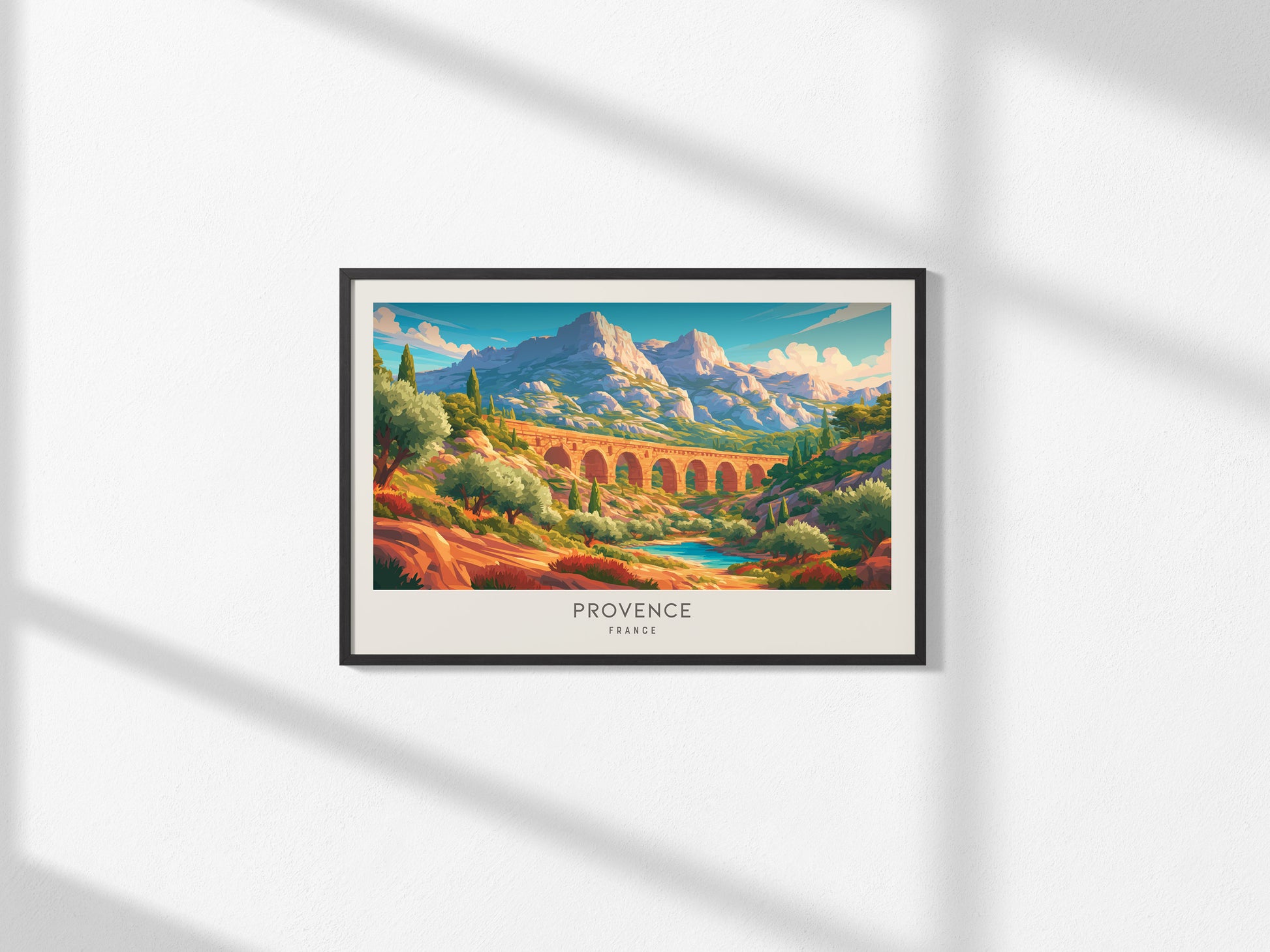 Provence Landscape Matte Border Poster | France Travel Wall Art — framed and ready to hang, 2x3 in