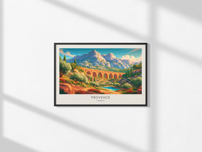 Provence Landscape Matte Border Poster | France Travel Wall Art — framed and ready to hang, 2x3 in