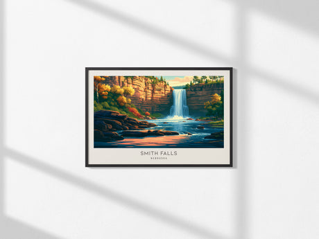 Smith Falls Landscape Matte Border Poster | Nebraska Framed or Unframed Travel Gift — framed and ready to hang, 2x3 in