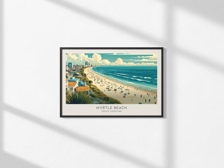 Myrtle Beach Landscape Matte Border Poster | South Carolina Vacation Wall Art — framed and ready to hang, 2x3 in