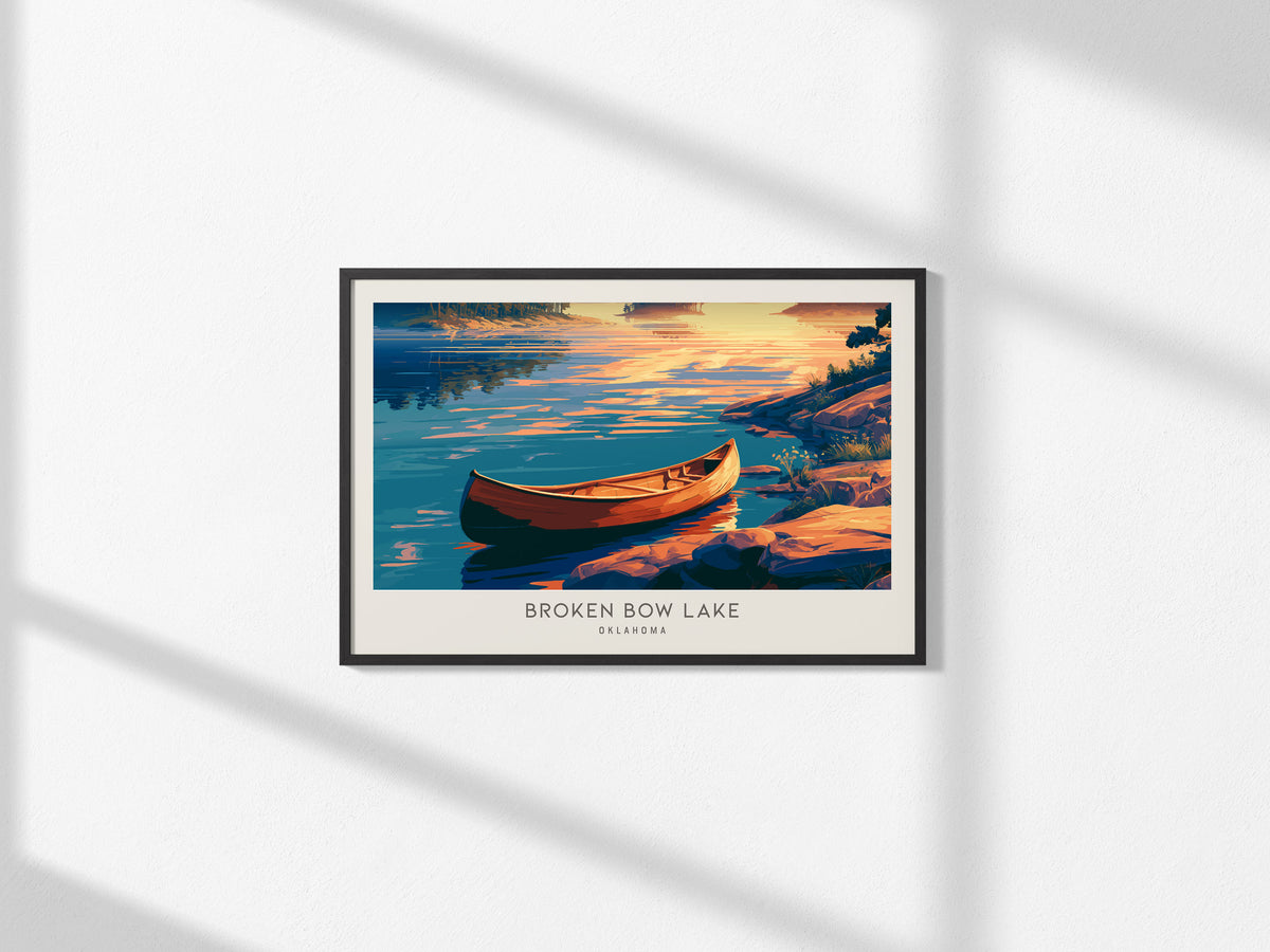Broken Bow Lake Landscape Matte Border Poster | Oklahoma Travel Wall Art — framed and ready to hang, 2x3 in