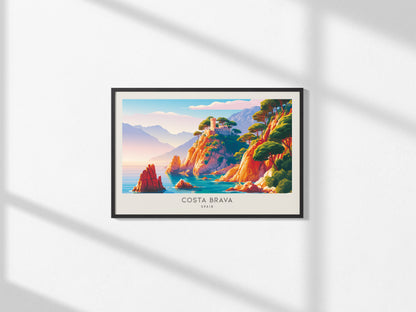 Costa Brava Landscape Matte Border Poster | Spain Vacation Wall Art — framed and ready to hang, 2x3 in
