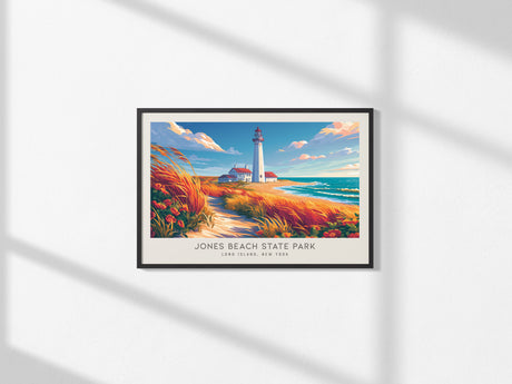 Jones Beach State Park Landscape Matte Border Poster | Long Island, New York Travel Wall Art — framed and ready to hang, 2x3