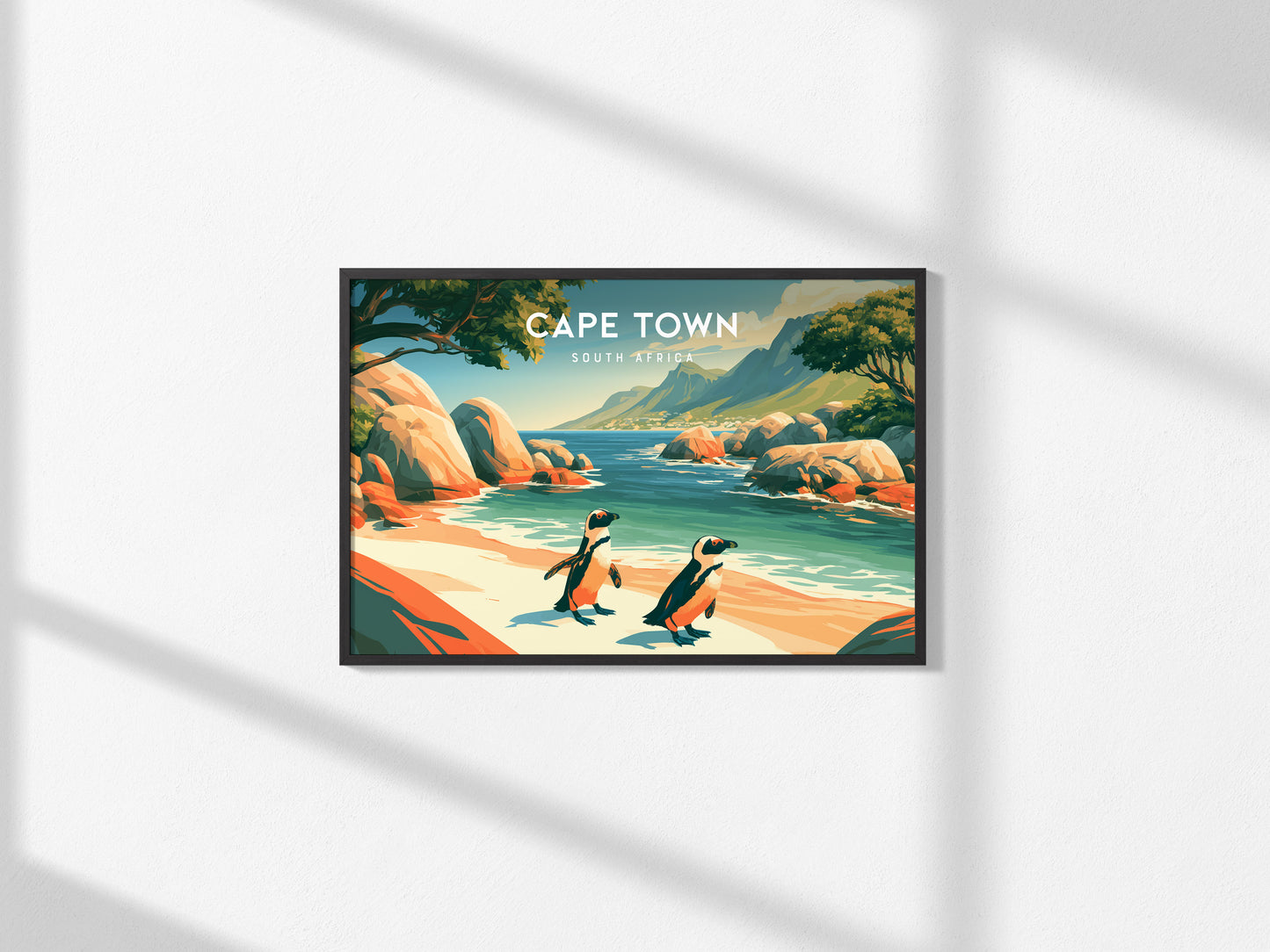 Cape Town, South Africa Landscape Poster | Harbor & Cityscape Travel Gift Wall Art — framed and ready to hang, 2x3 in