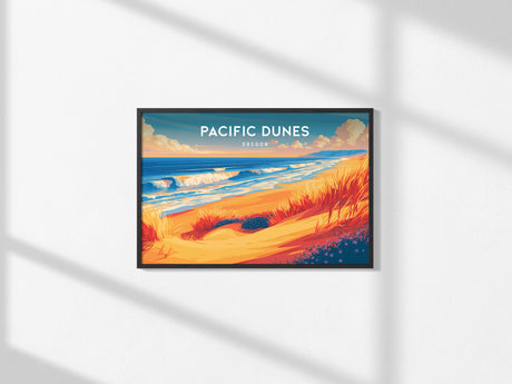 Pacific Dunes, Oregon Landscape Poster | Windswept Dunes Travel Wall Art — framed and ready to hang, 2x3 in