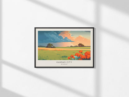 Kansas City Landscape Matte Border Poster | Missouri Vacation Wall Art — framed and ready to hang, 2x3 in