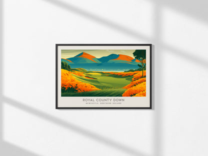Royal County Down Landscape Matte Border Poster | Newcastle, Northern Ireland Travel Wall Art — framed and ready to hang, 2x3