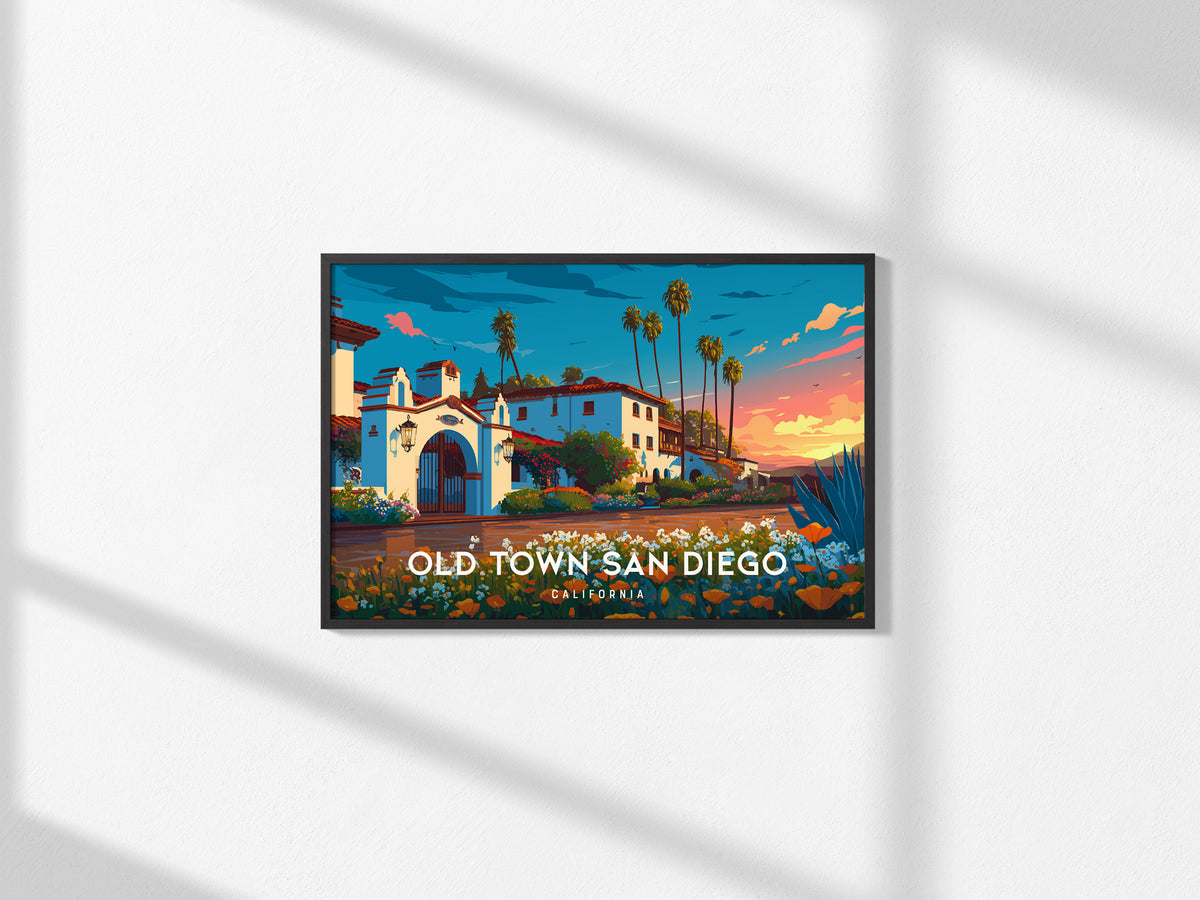 Old Town San Diego Landscape Poster | California Vacation Wall Art — framed and ready to hang, 2x3 in