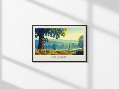 Gettysburg Landscape Matte Border Poster | Pennsylvania Framed or Unframed Vacation Wall Art — framed and ready to hang, 2x3