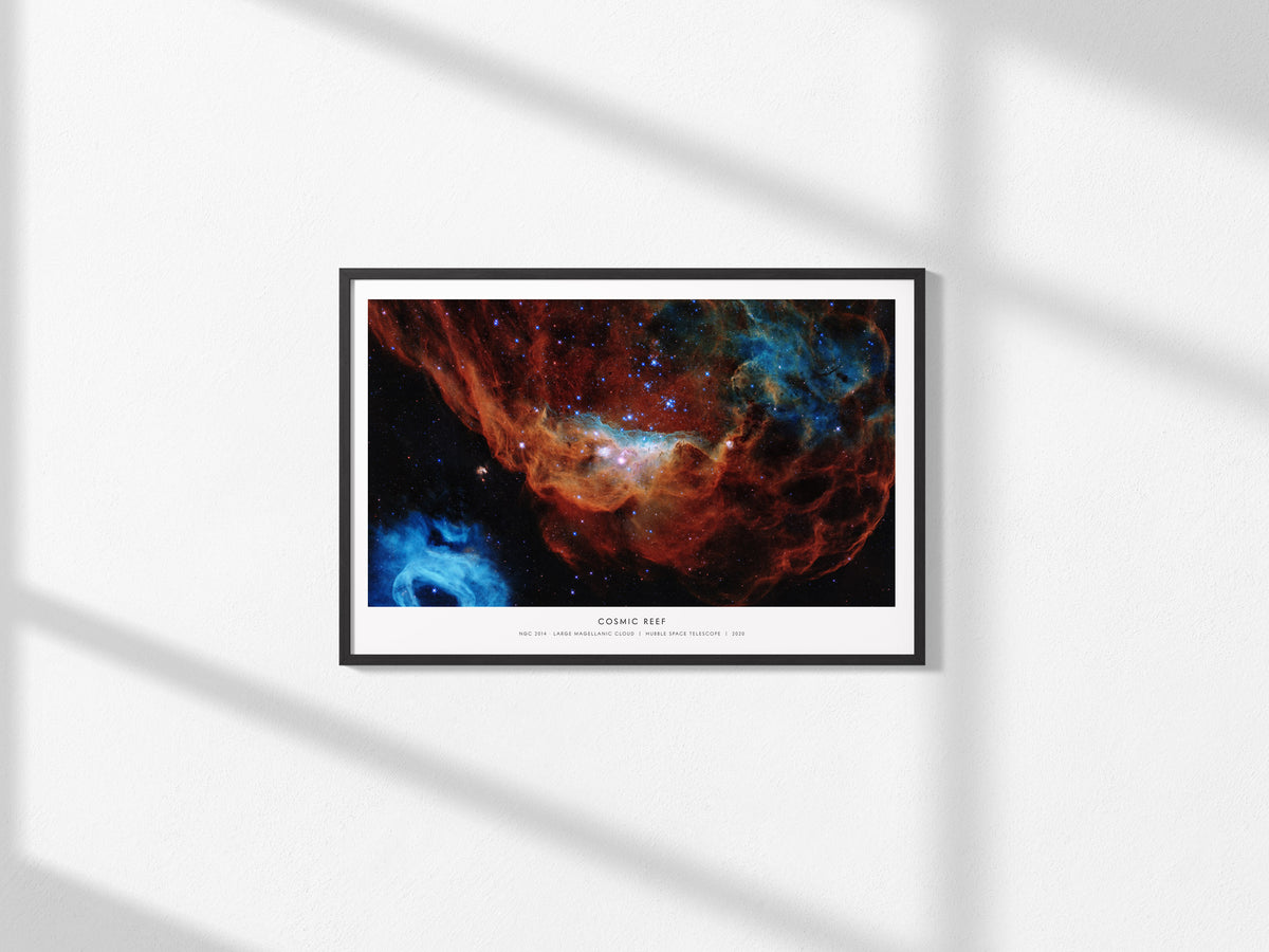 Cosmic Reef Landscape Poster | NGC 2014 · Large Magellanic Cloud Galaxy Wall Art NASA Space Photography — framed and ready to