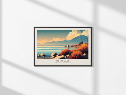 Mono Lake Landscape Matte Border Poster | Lee Vining, California Framed or Unframed Desert Lake Print — framed and ready to h