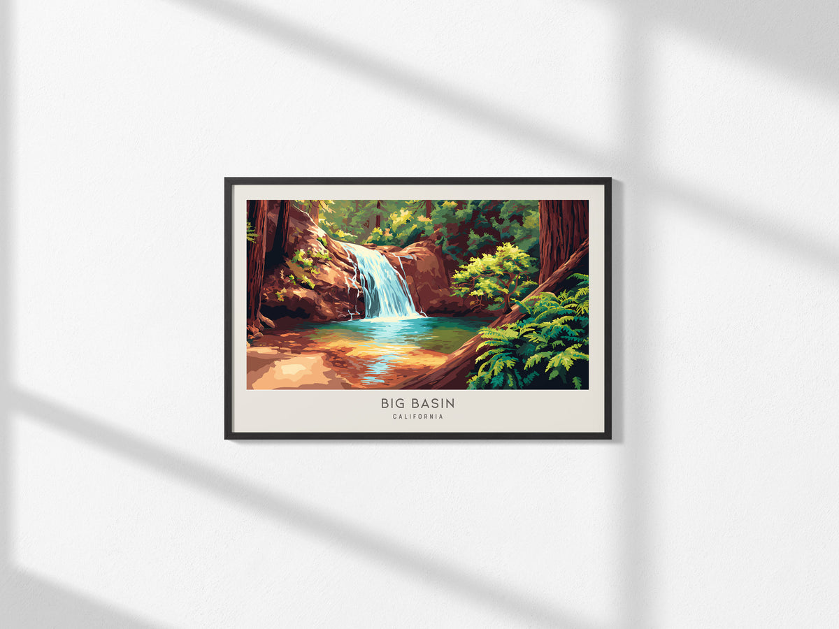 Big Basin Landscape Matte Border Poster | California Destination Print Framed or Unframed — framed and ready to hang, 2x3 in