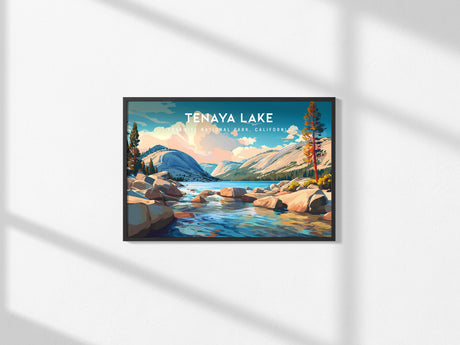 Tenaya Lake Landscape Poster | Yosemite National Park, California Travel Wall Art — framed and ready to hang, 2x3 in